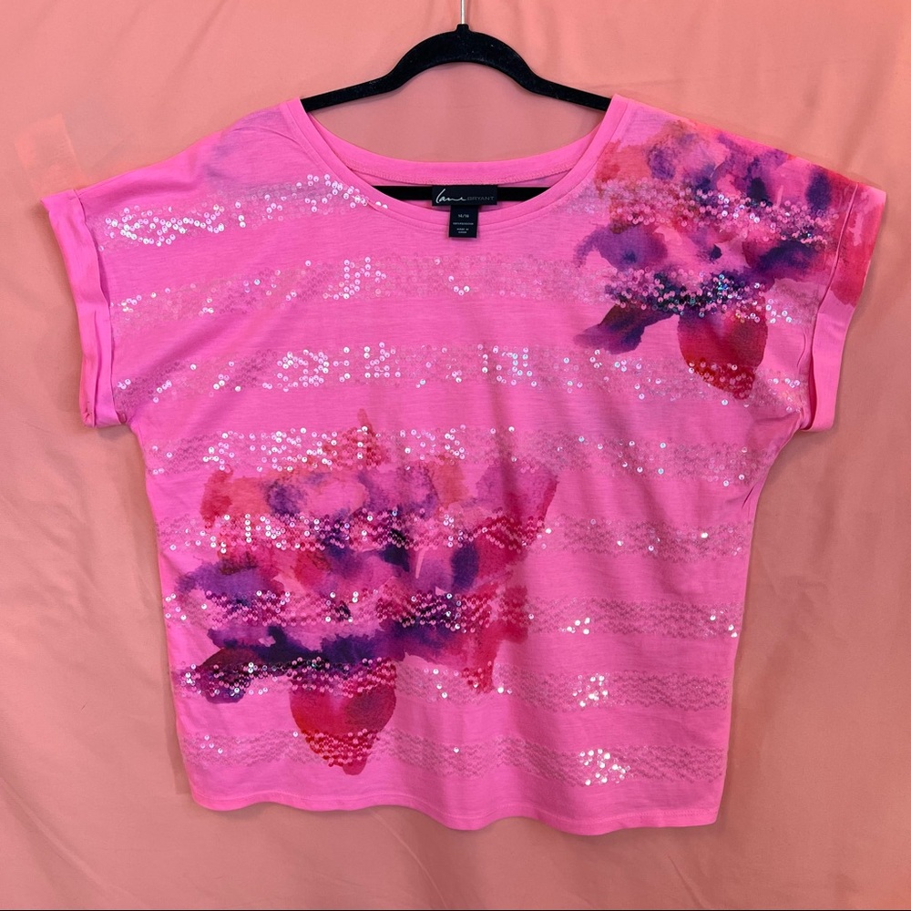 Lane Bryant Pink Sequin Blouse